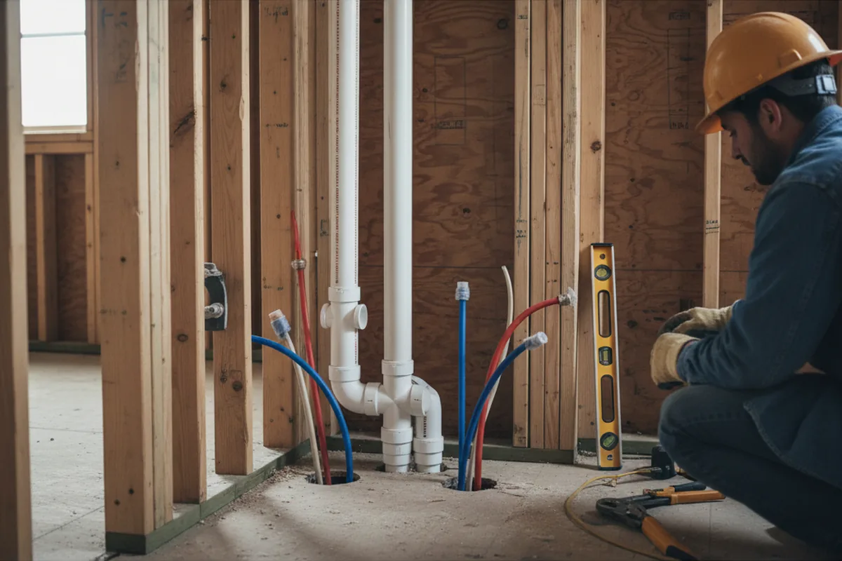Drain and supply rough-in during Drain Cleaning in Haubstadt