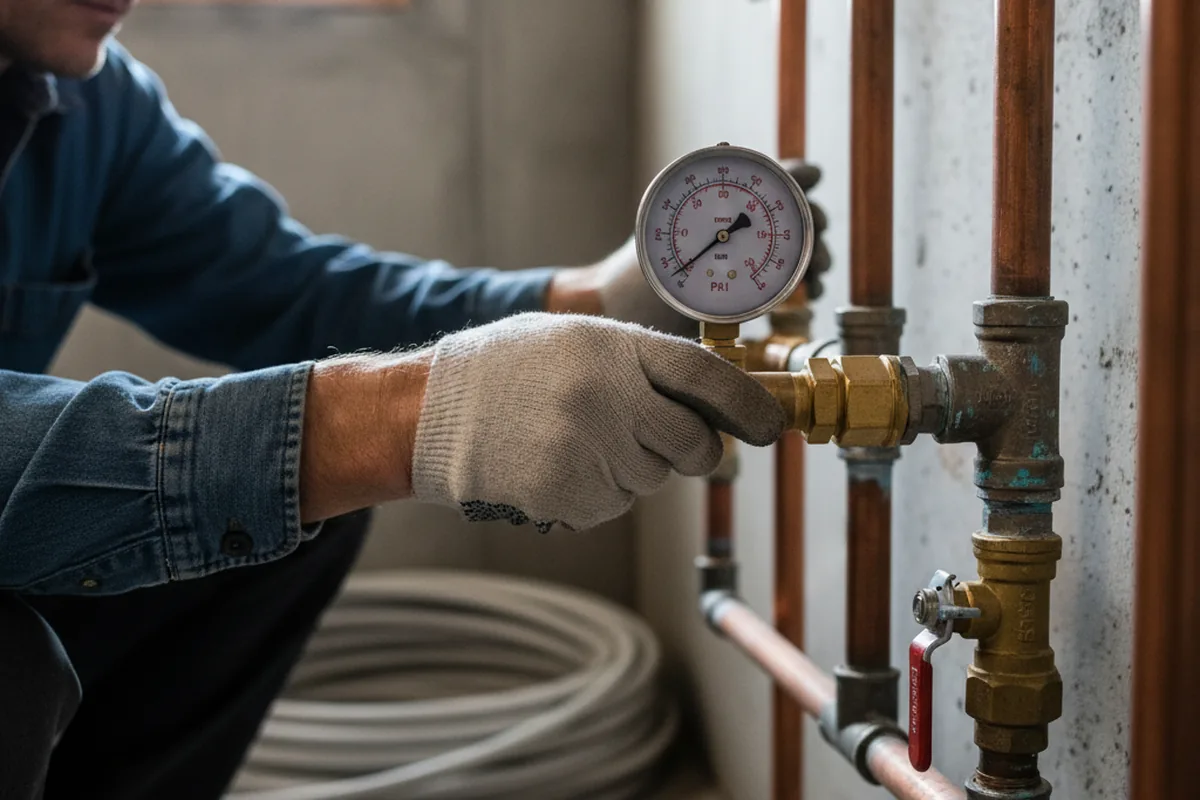 Pressure testing a repaired line during Water Line Repair in Haubstadt